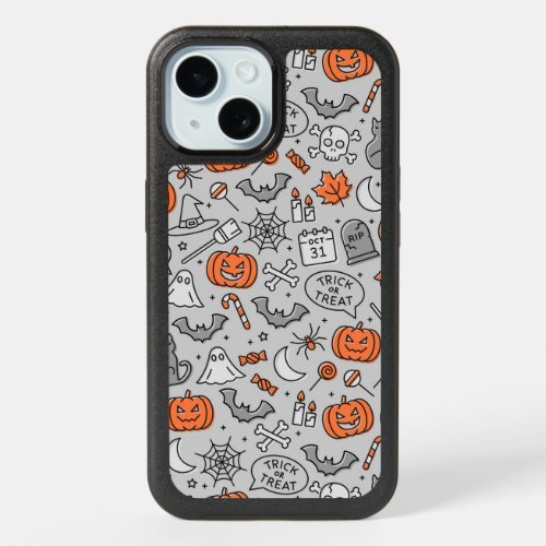 Cute Kids Halloween Doodle Pattern iPhone 15 Case