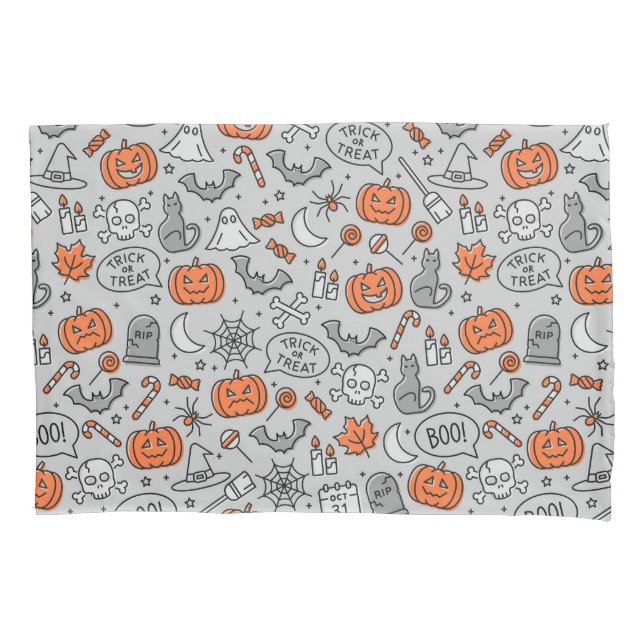 Cute Kids Halloween Doodle Pattern Pillow Case (Front)