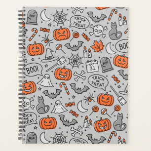 Cute Kids Halloween Doodle Pattern Planner