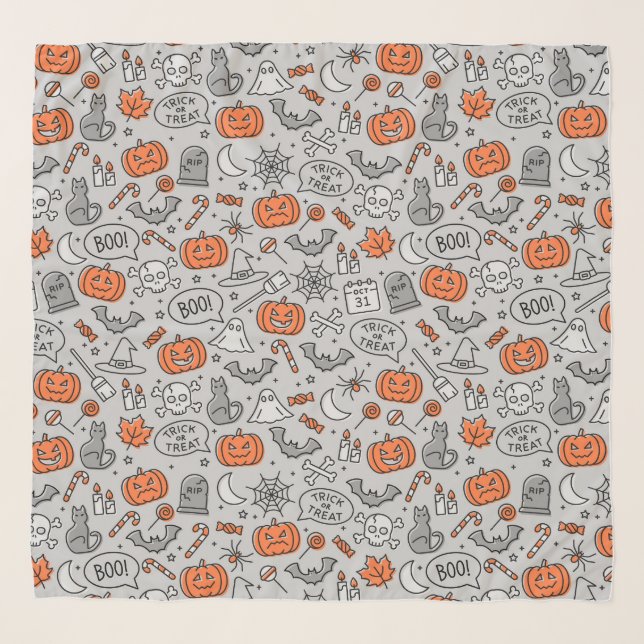 Cute Kids Halloween Doodle Pattern Scarf (Front)