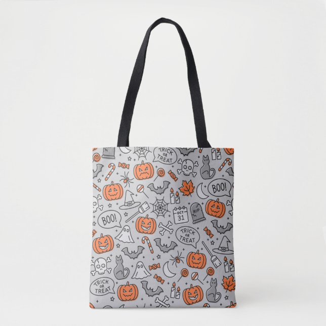 Cute Kids Halloween Doodle Pattern Tote Bag (Front)