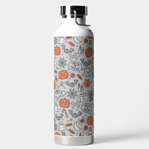 Cute Kids Halloween Doodle Pattern Water Bottle