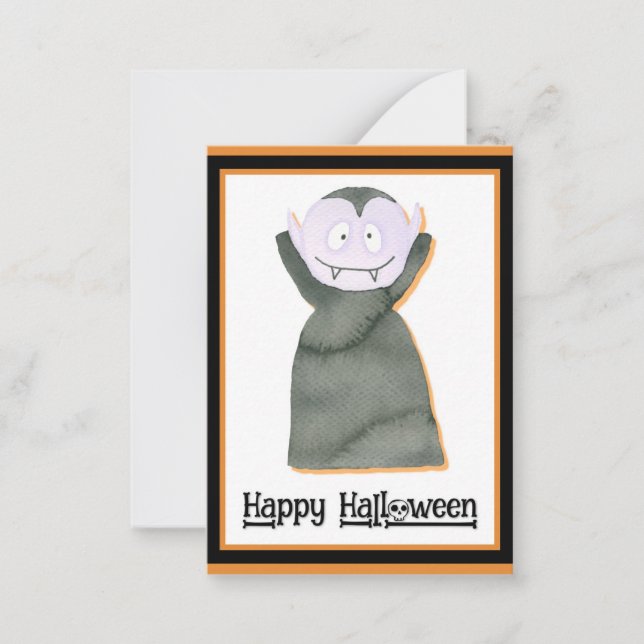 Cute Kids Halloween Dracula Vampire Note Card (Front)