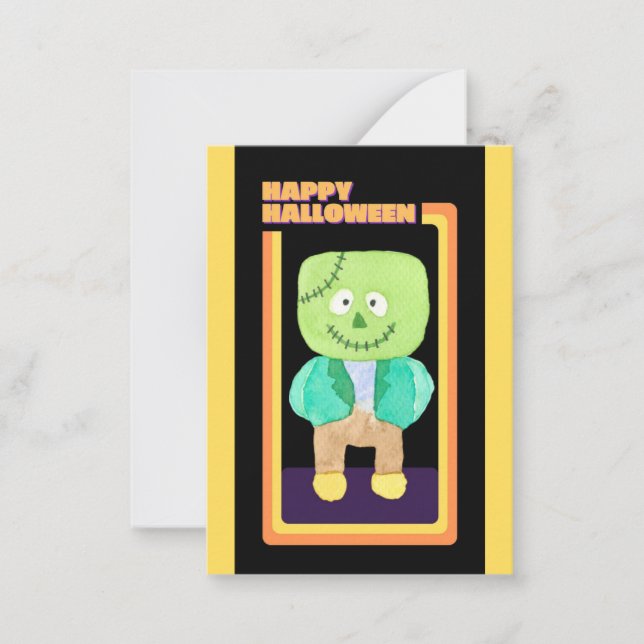 Cute Kids Halloween Frankenstein Monster  Note Card (Front)