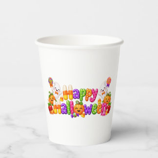 Cute Kids Halloween Fun Pumpkins Ghosts Candy Corn Paper Cups