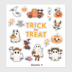 Cute Kid's Halloween Ghost Pumpkin Stickers