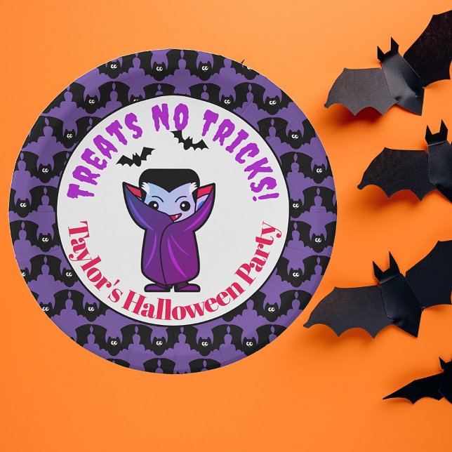 Cute Kids Halloween Monsters Party Paper Plates (Cute Kids Halloween Costume Party. Easy to personalize.)