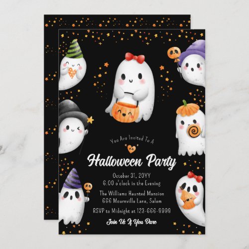 Cute Kids Halloween Party Invitation