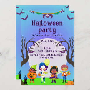 Cute Kids Halloween Party Invitation