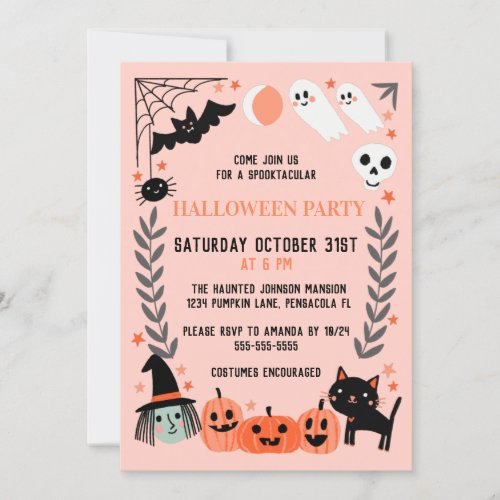 Cute Kids Halloween Party Invitation