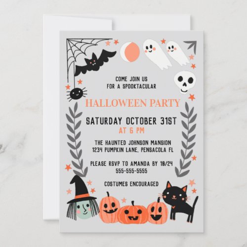 Cute Kids Halloween party Invitation