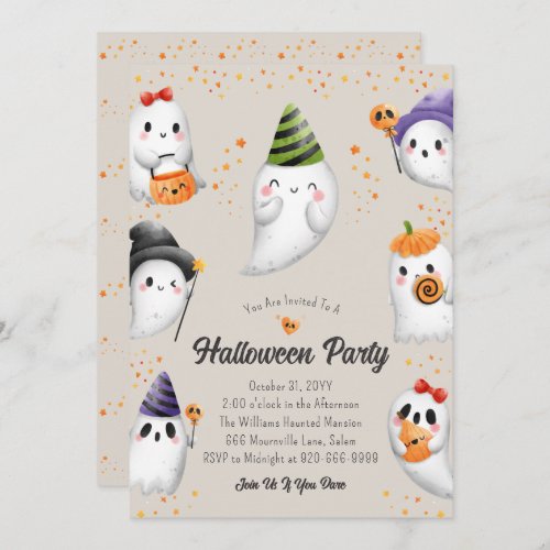 Cute Kids Halloween Party Invitation