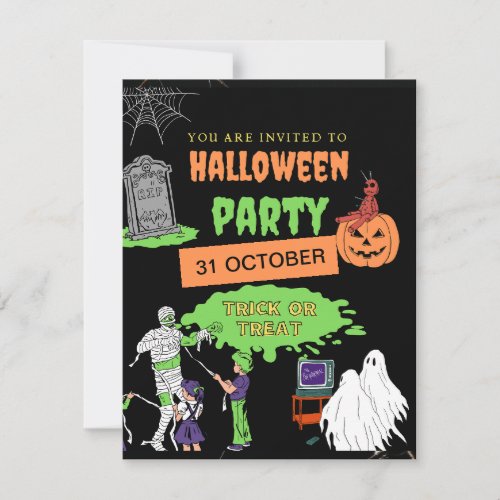 Cute Kids Halloween Party Invitations