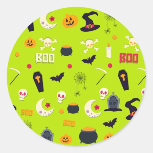 Cute Kids Halloween pattern  Classic Round Sticker