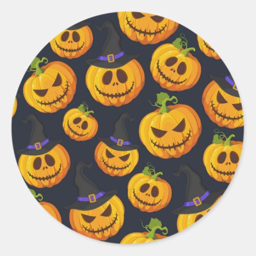 Cute Kids Halloween pattern  Classic Round Sticker
