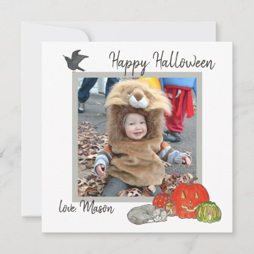 Cute Kids Halloween Photo Card