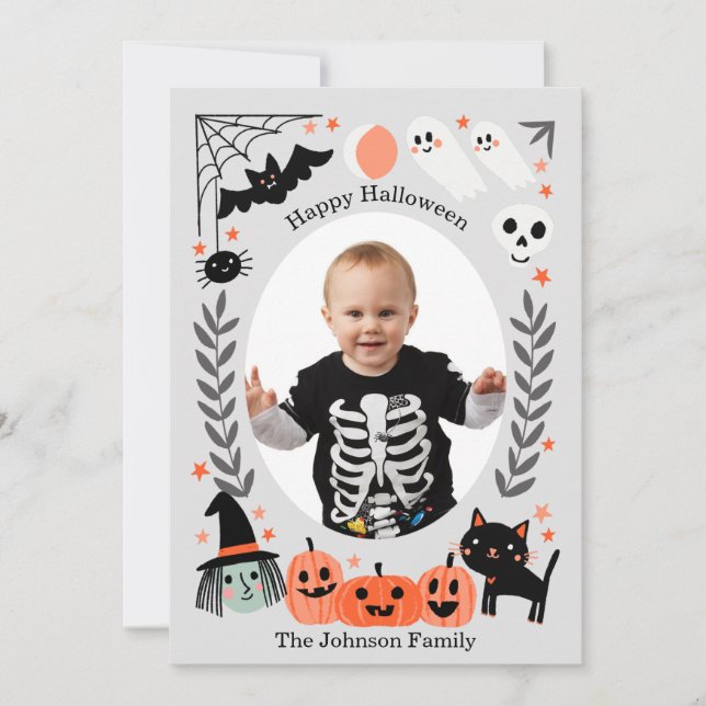 Cute Kids Halloween Photo Card (Front)