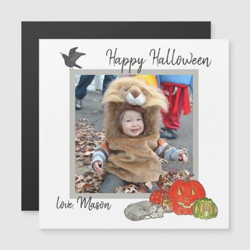 Cute Kids Halloween Photo Magnetic Card