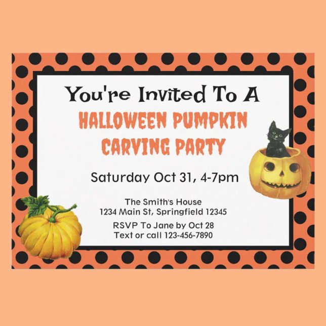 Cute Kids Halloween Pumpkin Carving Party Invitation (Creator Uploaded)