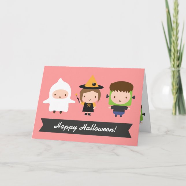 Cute Kids Halloween Trick or Treat Card (Front)