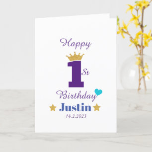 Cute Kids Happy 1st Birthday Custom Greeting Card