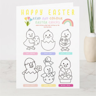 Cute Kids Happy Easter Coloring In Activity Folded Card