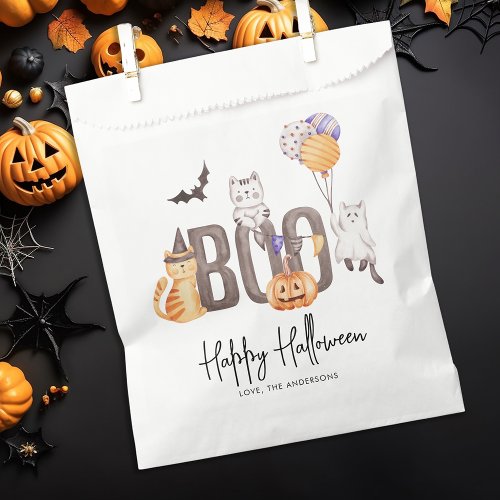Cute Kids Happy Halloween Cats Ghosts Pumpkin Boo Favor Bag