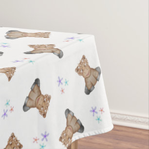 Cute Kids Highland Cow Barnyard Birthday Tablecloth