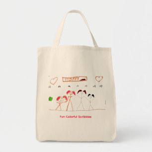 Cute Kids Holding Hands Crayon Drawing Tote Bag