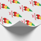 Cute kid's Holiday Christmas tree on truck Wrapping Paper (Corner)