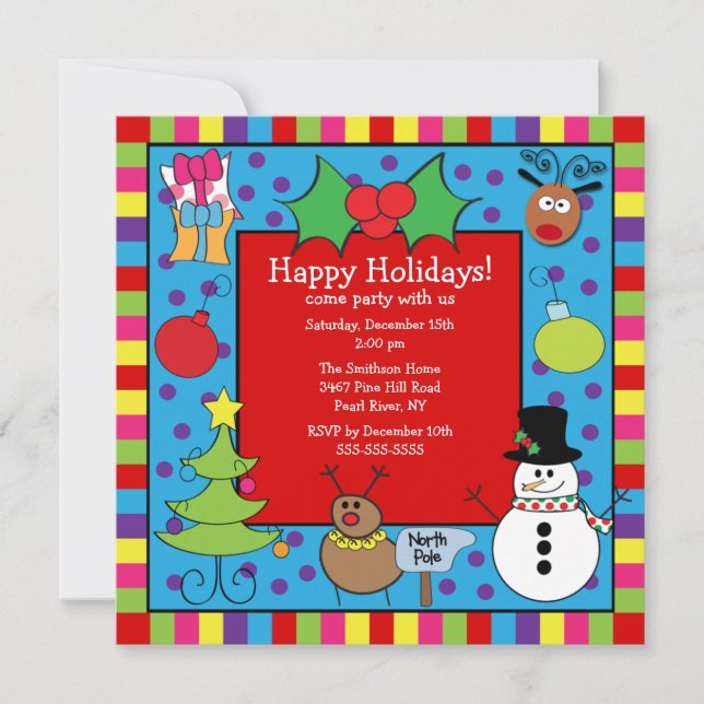 Cute Kids Holiday Party Invitation (Front)