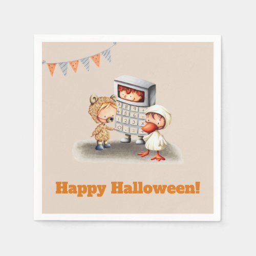 Cute Kids in Costumes Halloween Party Napkins