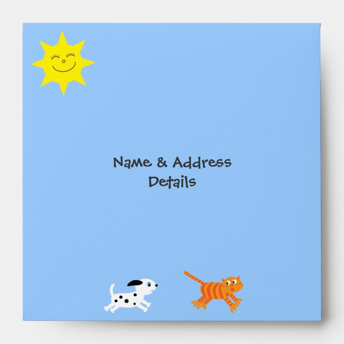 Cute Kids In The Park Colorful Customizable Party Envelopes
