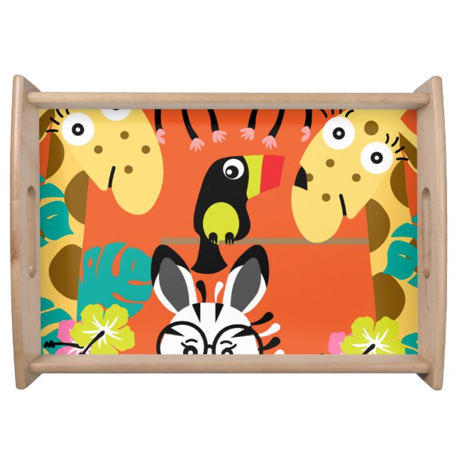 Cute Kids Jungle Animal Serving Tray (Front)