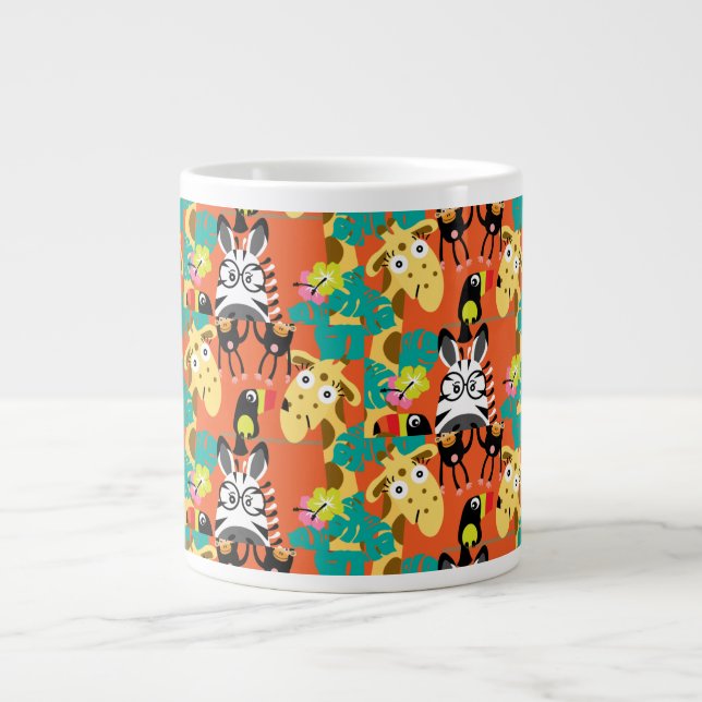 Cute Kids jungle animals Giant Coffee Mug (Front)