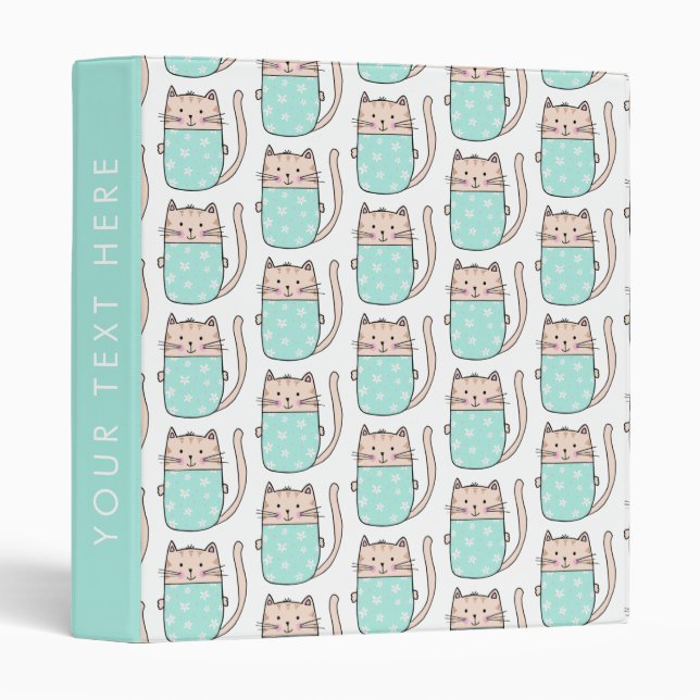Cute kids kitty cat pattern 3 ring binder (Front/Spine)