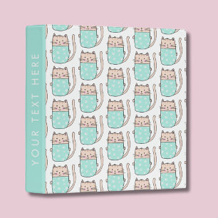 Cute kids kitty cat pattern 3 ring binder