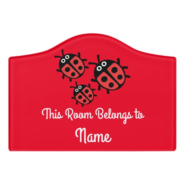 Cute Kids ladybird Family Door Sign (Small Crest Front)