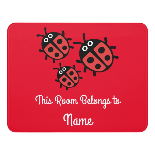 Cute Kids ladybird Family Door Sign (Contemporary Front)
