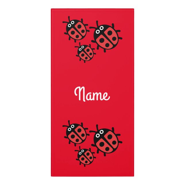 Cute Kids ladybird Family Door Sign (Classic Front Vert)