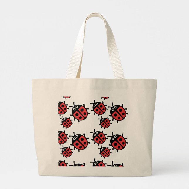 Cute Kids ladybird Family   Large Tote Bag (Back)
