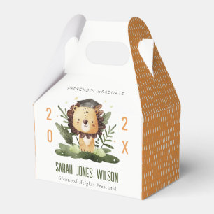 Cute Kids Lion Foliage Preschool Graduation Party Favor Boxes