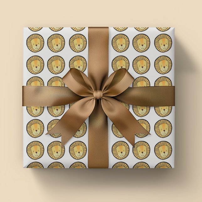 Cute Kids Lion Jungle pattern Wrapping Paper Sheets (Cute lion, wild cats wrapping paper sheets, ideal for kids birthday party & gifts)