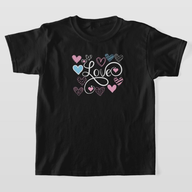 Cute Kids Love typography T-Shirt (Laydown)