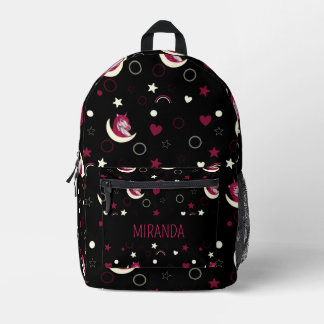Cute Kids Magical black Pink Unicorn girls name Printed Backpack