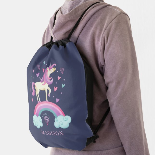 Cute Kids Magical Rainbow Unicorn Drawstring Bag (Insitu)