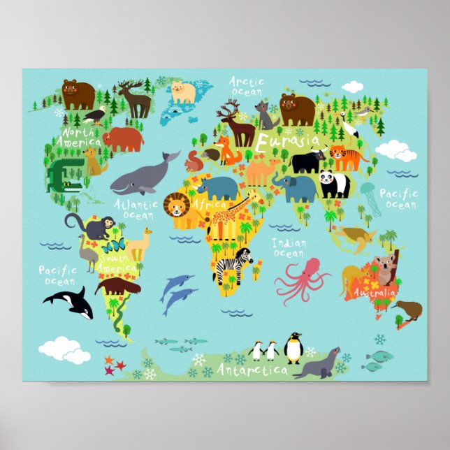 Cute Kids Map Poster (Front)