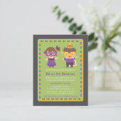 Cute Kids Mardi Gras Birthday Party Invitations (Standing Front)