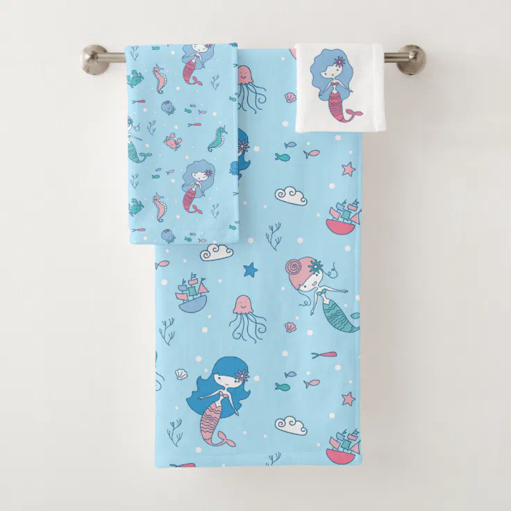 Cute Kids Mermaid Bath Towel Set Zazzle