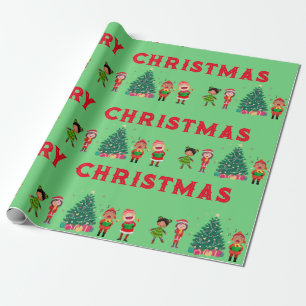 CUTE KIDS MERRY CHRISTMAS WRAPPING PAPER